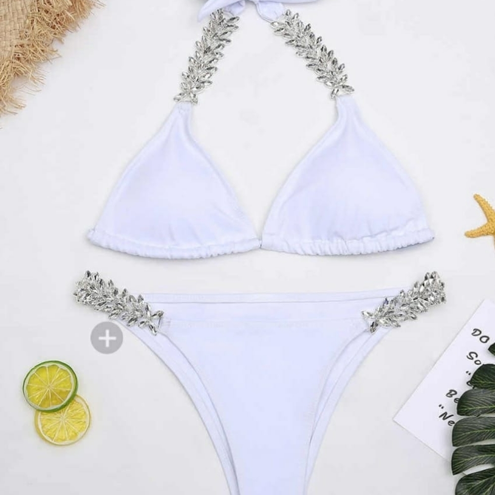 white rhinestone bikini